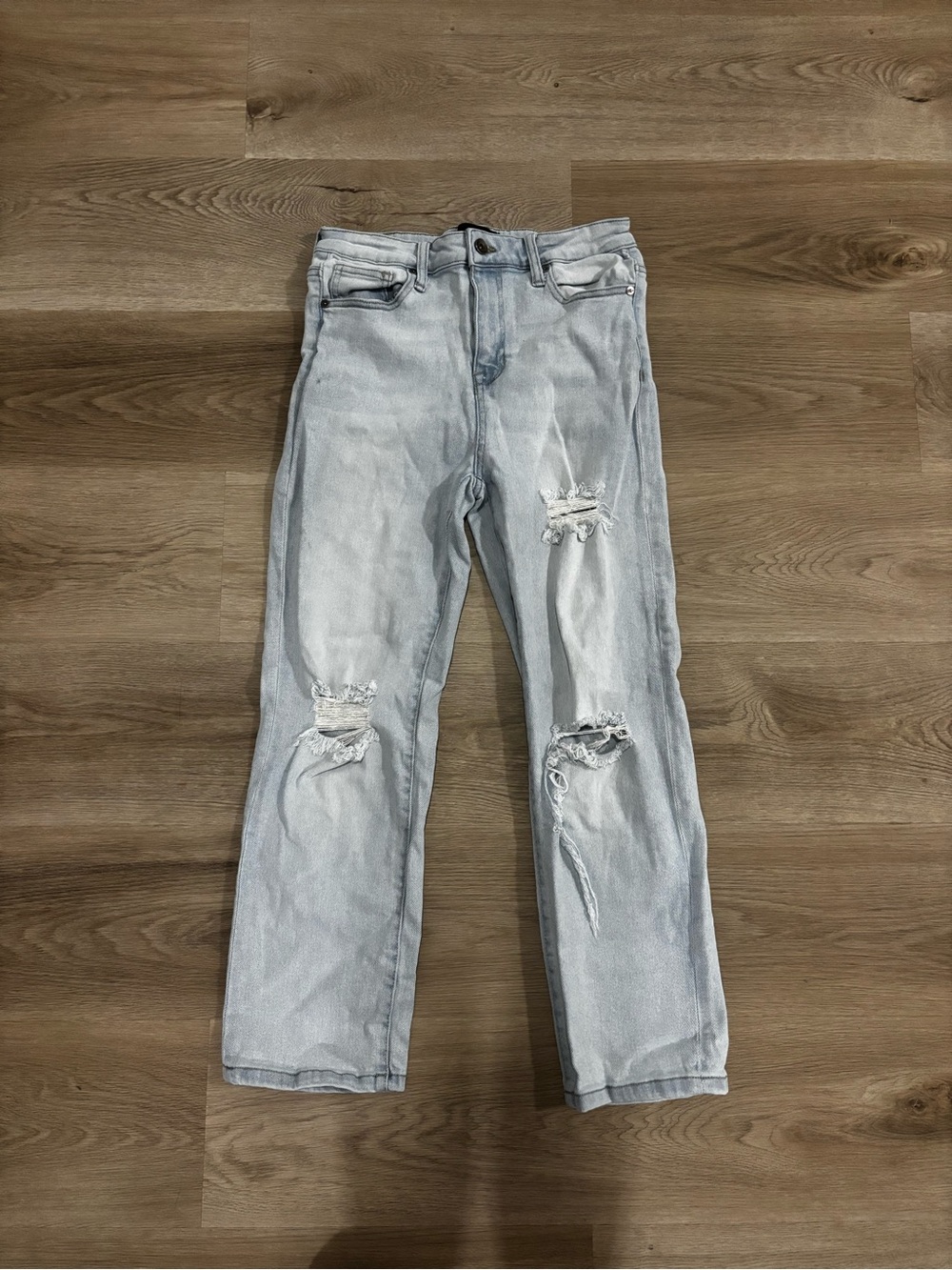 Kendall & Kylie Light Blue Distressed Straight Leg Jeans